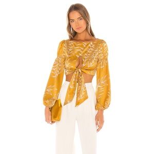 Camila Coelho Marcia Top in Gold Tropical